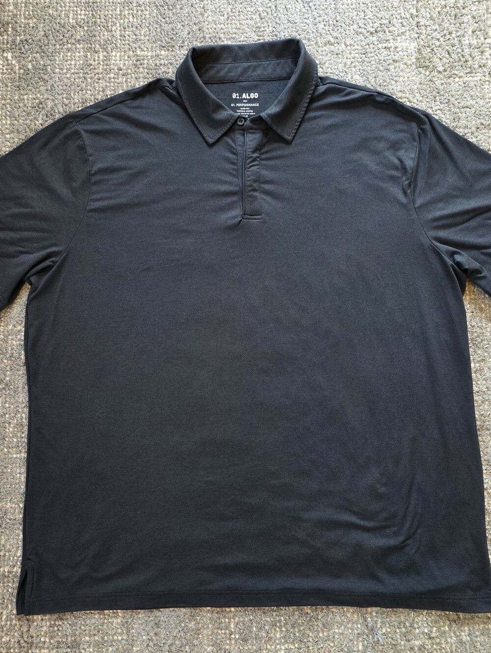 01.ALGO Performance Polo Shirt Mens XXL Tall Black Moisture Wicking UPF 40